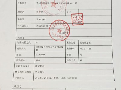 上一年度危废信息公开